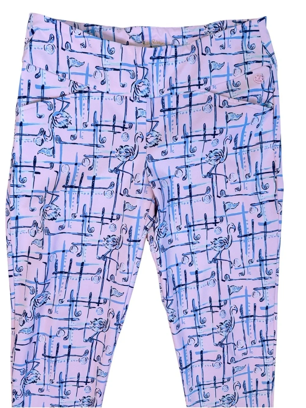 LILLY PULITZER Luxletic Corso Golf Pants Size 8 in Pink Tropical Tint - Picture 4 of 12